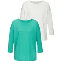 Vivance Langarmshirt mit modischer Struktur (2er-Pack) aus bügelfreier, luftiger Qualität mit Baumwolle