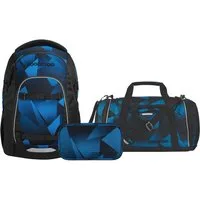 coocazoo Schulranzen Schulrucksack-Set MATE Electric Ice 3-teilig (3-teilig), ergonomisch, Körpergröße: 135 - 180 cm, Easy-Grow-System