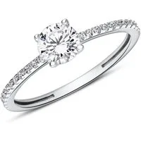 JEWLIX Verlobungsring 375er Weißgold Damenring mit Zirkonia und Zirkonia Pavé VR0461-W