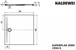 Kaldewei Duschwanne SUPERPLAN ZERO Mod.1592-5, 1500 x 1500, alpinweiß matt,SEC,Wt extrafl. 359247982711
