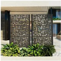 MODFU Paravent Raumteiler aus Metall für Terrasse und Garten (1, 1 St., Schwarz, 116x183x40 cm( BxHxT), freistehend, mit stabilem Standfuß