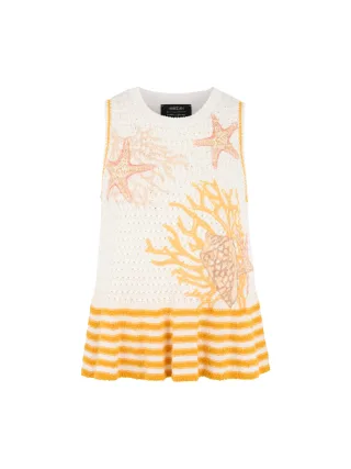 Marc Cain Collections - Top mit Muschelmotiv Knitted in Germany off-white - Gr. - 36