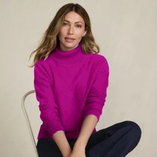 Rollkragenpullover Silk Touch für Damen, Damen, size: regular, Pink, Polyester/Nylon/Viskose, by Lands' End
