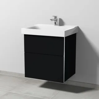 Sanipa 3way Waschtischunterbau zu Geberit Xeno2 Waschtisch mit 2 Auszügen, Schwarz-Matt BS66008