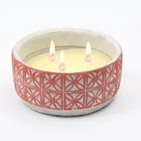 MARELIDA Outdoorkerze Duftkerze CITRONELLA Echtwachs in Tonschale 3 Dochte rot (1-tlg)