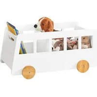 SoBuy Bücherregal KMB41, Spielzeugtruhe Kinderzimmerregal mit Rollen, Bücherregal Kinder, Kinderregal Aufbewahrungsregal für Kinder Bücherständer Spielzeugregal