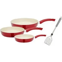 GSW Pfannen-Set CERAMICA beige, Aluminium (Set, 4-tlg., 1x Bratpfanne Ø 20 cm, 1x Bratpfanne Ø 24 cm, 1x Bratpfanne Ø 28 cm), Induktion