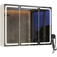 Bealife Spiegelschrank Badezimmerschrank Wandschrank, B:80/100CM (mit Haartrockner-Halter)