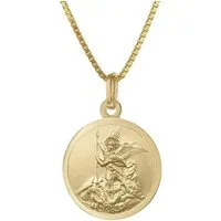 trendor Kette mit Anhänger Erzengel Michael Anhänger Gold 333 an goldplattierter Kette
