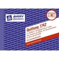 Avery Zweckform Formularblock 1742 1742 Quittung Kleinunternehmer 1. und 2. Blatt bedruckt SD DIN A6