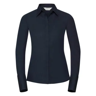 Russell Collection - "Ultimate" Hemd für Damen Langärmlig (Leuchtend Navy-Blau)