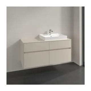 Villeroy und Boch Collaro Waschtischunterschrank C083B0VN 120x54,8x50cm, Waschtisch rechts, LED-Beleuchtung 8,8 W, cashmere grey