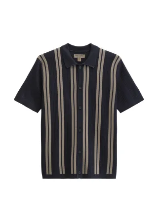 Marc OPolo Casual - Kurzarm-Feinstrickshirt DFB Travel Collection Deep Night Blue - Gr. - L