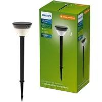 Philips LED Sockelleuchte Outdoor Solar Kyna, Abschaltautomatik, Bewegungsmelder, Tageslichtsensor, LED fest integriert, Warmweiß, Tageslicht- und Bewegungssensor, 2700 Kelvin, 400 Lumen, schwarz