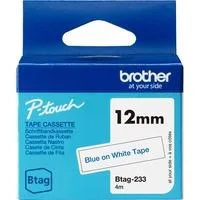 Schriftband Btag-233 12mm, blau auf weiß, nicht laminiert