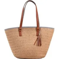 Zaewry Strandtasche Stroh Strand Schultertasche Tasche,Damen Sommer Böhmische Handtasche, für Reisen Strand Reise Schule Arbeit Einkaufen