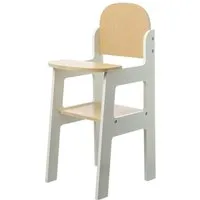 HOLLYHOPPER Puppenhochstuhl Puppenhochstuhl Spielstuhl aus Holz Puppenstuhl H: 47cm weiß braun