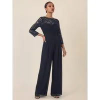 Apart Jumpsuit aus Spitze und Chiffon mit weitem Bein