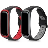 kwmobile 2x Uhrenarmband für Samsung Galaxy Fit 2 Armband Smartwatch, 2-tlg., Fitnesstracker Band Set aus TPU Silikon - Ersatzarmband Smartwatch