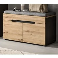 Inn.Furn Schuhbank Cooper (Garderobenbank in Eiche Artisan und Basalt Grau, 80 cm), mit Stauraum, Soft-Close-Funktion