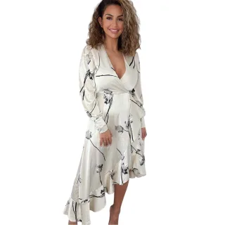 AX Paris - Wickelkleid für Damen, Wickel, Polyester (Steinfarben)
