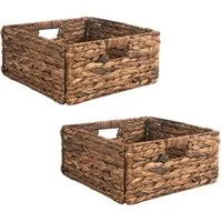 IDIMEX Dekokiste LANZI (Set), Aufbewahrungskorb aus Wasserhyazinthe, 2er Set Regalkorb 32x32cm braun