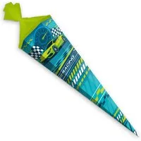 itenga Schultüte itenga Schultüte 85cm eckig Rennauto NITRON Zuckertüte Tüllverschluss