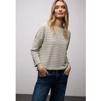 STREET ONE 3/4-Arm-Shirt mit gestreiften Strick-Look und U-Boot-Ausschnitt