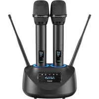 TONOR Mikrofon TONOR TW790 Funkmikrofon Set 2x Mikro UHF Wireless Wiederaufladbar LED