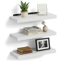 relaxdays Wandregal im 3er Set, weiss, 60 cm