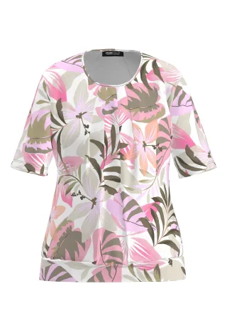 FRANK WALDER - Blusenshirt NOS mit ansprechendem floralen Dessin tea rose/taupe/ecru - Gr. - 44