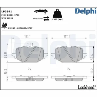 Delphi Bremsbel?ge hinten Mercedes C-Klasse W206 LP3841