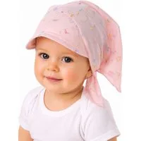 La Bortini Kopftuch Baby und Kinder Bandana Tuch Sommer Mütze Kopfbedeckung, leicht, bestickt, in Weiß, Universelle Größe durch Bindebänder