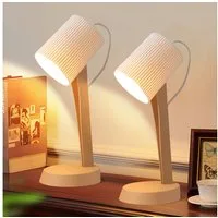 ZMH Tischleuchte Modern Nachttischlampe mit Kabel Wohnzimmer mit Kippschalter, HochwertigeDesign, ohne Leuchtmittel, 2er Set Kleine E14 Nachttischlampe für Esstisch Schlafzimmer