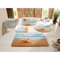 OTTO home Badematte Seestern, Höhe 14 mm, rutschhemmend beschichtet, Memory Schaum, schnell trocknend, strapazierfähig, fußbodenheizungsgeeignet, Kunstfaser, 2-tlg. Hänge-WC Set, Badteppich, Naturmotiv, Strand, Badematten auch als Set erhältlich