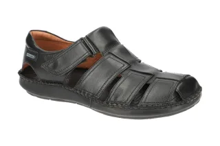 Pikolinos 06J-5433 TARIFA Herren Sandale Schwarz Echtleder Klettverschluss