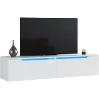 SONNI TV-Schrank Lowboard TV Schrank weiß/schwarz Hochglanz 100-180cm mit LED-Beleuchtung,hängend/stehend Lowboard, 140cm