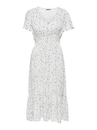 ONLY - ONLMARIANNE LIFE S/S MIDI DRESS WVN Cloud Dancer - Gr. - L