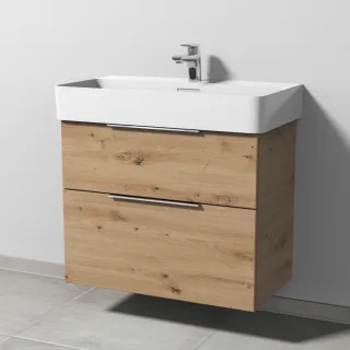 Sanipa 3way Waschtischunterbau zu Laufen VAL Waschtisch mit 2 Auszügen, Eiche Natural-Touch UM82385