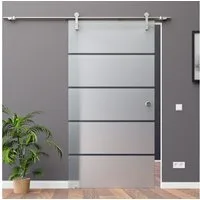 AMOD Glasschiebetür P1-SSOE (Edelstahl, Komplett Set), mit Griffmuschel und SoftStop