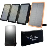 Goldstern-Tech SolarPower 38K Solar Powerbank 15W Schnellladefunktion 36800 mAh, 4 faltbaren Solarpanels, QC 3.0 Schnellladefunktion, USB-C Anschluss