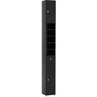 COSTWAY Hochschrank Badschrank schmal, mit Schublade, Türen & 9 Fächern, 180cm weiß