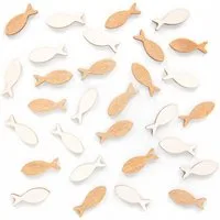 Logbuch-Verlag Dekofigur 30 Mini Holzfische 2,5 cm natur braun Streudeko Tischdeko Taufe