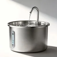 HOMELODY Trinkbrunnen Katzenbrunnen Edelstahl 3L, Trinkbrunnen für Katzen mit Filter, Leiser Haustierbrunnen mit 5-Stufen-Filter und SUS304 Edelstahl