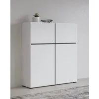 OTTO home Hochkommode Cross,Breite 119,5 cm, moderne grifflose Hochkommode mit 4 Türen, Hochschrank, Höhe 139 cm mit viel Stauraum, Einlegeböden verstellbar