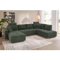 Jockenhöfer Gruppe Wohnlandschaft Orlando U-Form, B: 337 cm, Liegefl. 135x305 cm, mit Bettfunktion, Bettkasten, 2 Kopfstützen & 2 Zierkissen, Federkern