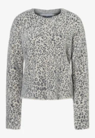MORE & MORE - Pullover mit Leo-Dessin weiß - Gr. - 44