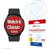 Displex Displayschutzglas Smartwatch Glass Unbreakable Protector für Samsung Galaxy Watch6 Classic 43 mm, Packung, Displayschutzfolie, Schutzfolie, Bildschirmschutz, kratz- & stoßfest