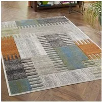 LUXOR living Teppich Toronto, rechteckig, Höhe: 12 mm, Kurzflor, modernes Patchwork-Design, Hoch-Tief Struktur, Wohnzimmer