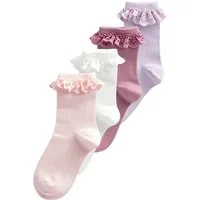 Next Kurzsocken Socken mit Rüschenrand und Baumwolle, 4er-Pack (4-Paar)